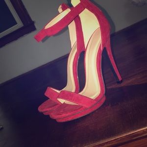 Red heeled sandals size 7.5